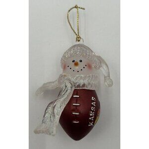3" KU Kansas Jayhawks Football Christmas Ornament Snowman Big 12